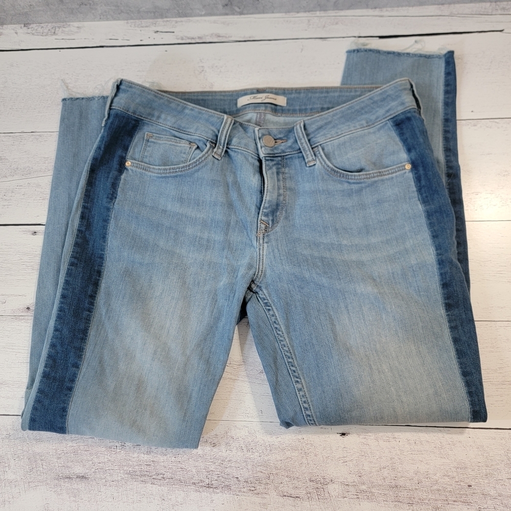 Mavi Blue Straight Leg Jeans with Tuxedo Stripe